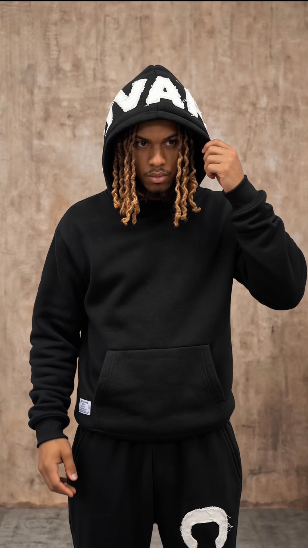 Appliqué  Black Hoodie